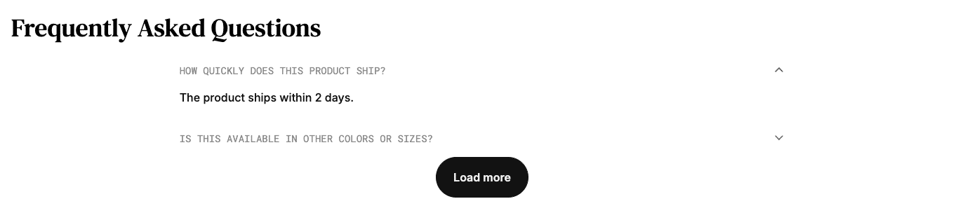 Product FAQs in action