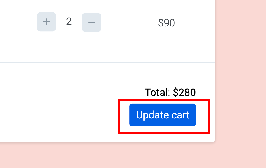 Cart update button example