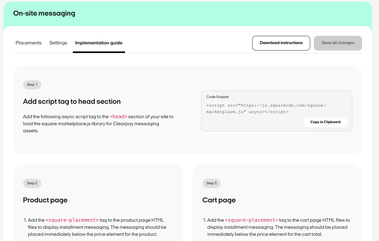 Screen showing production version of the on-site messaging tab