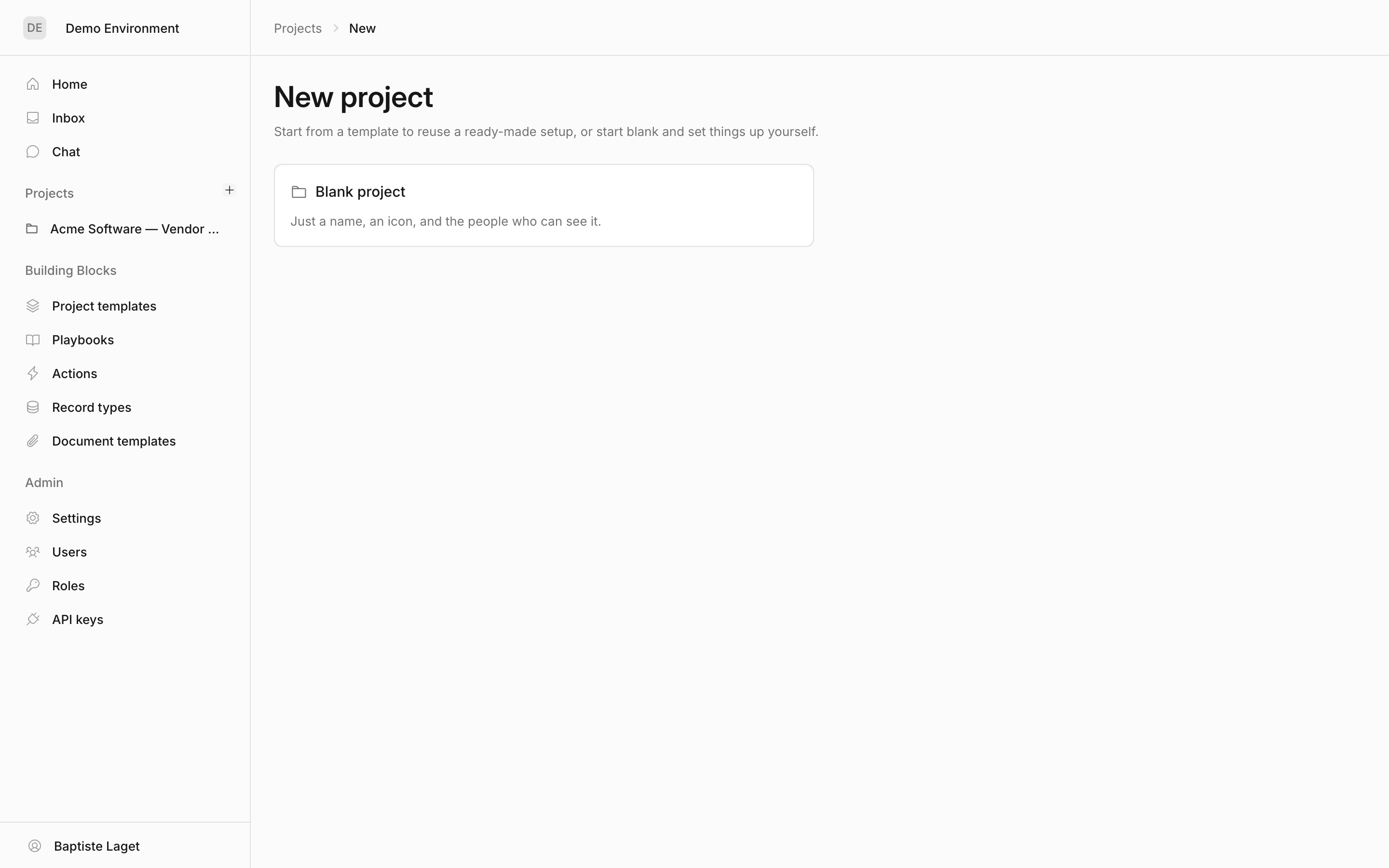 Step 1: choosing Blank project or a template