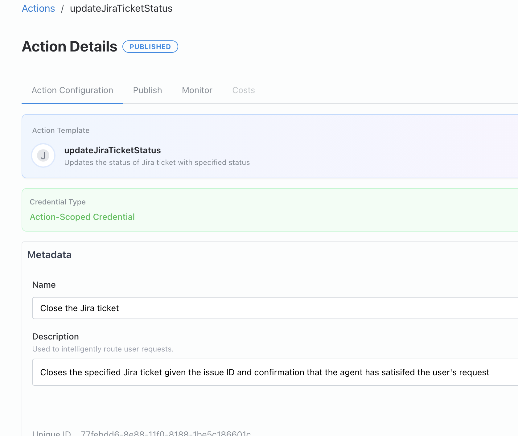 Ticket status metadata