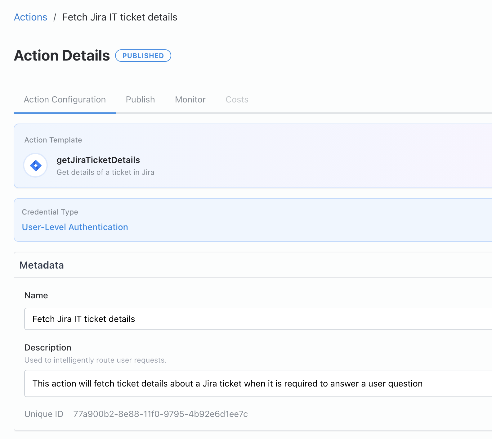 Ticket details metadata