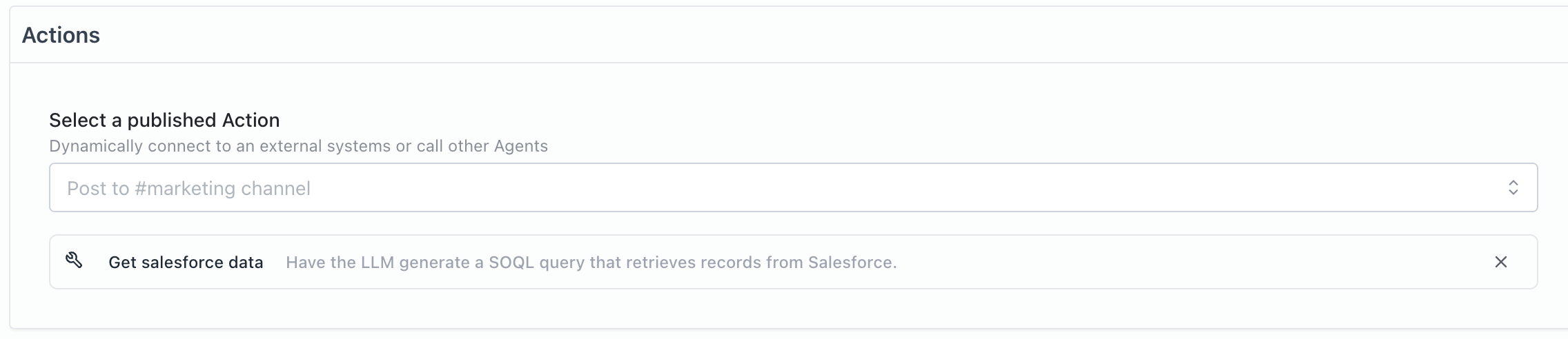 Add Salesforce action to agent