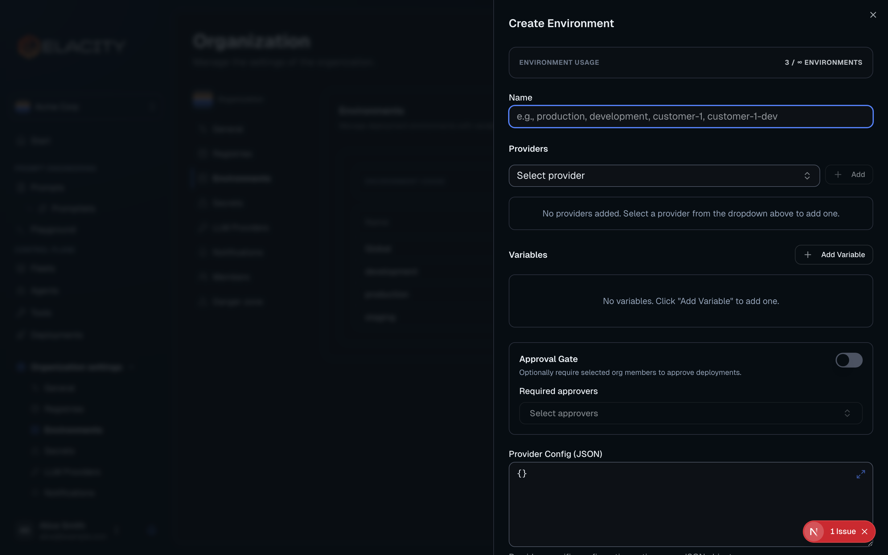 Create a new environment