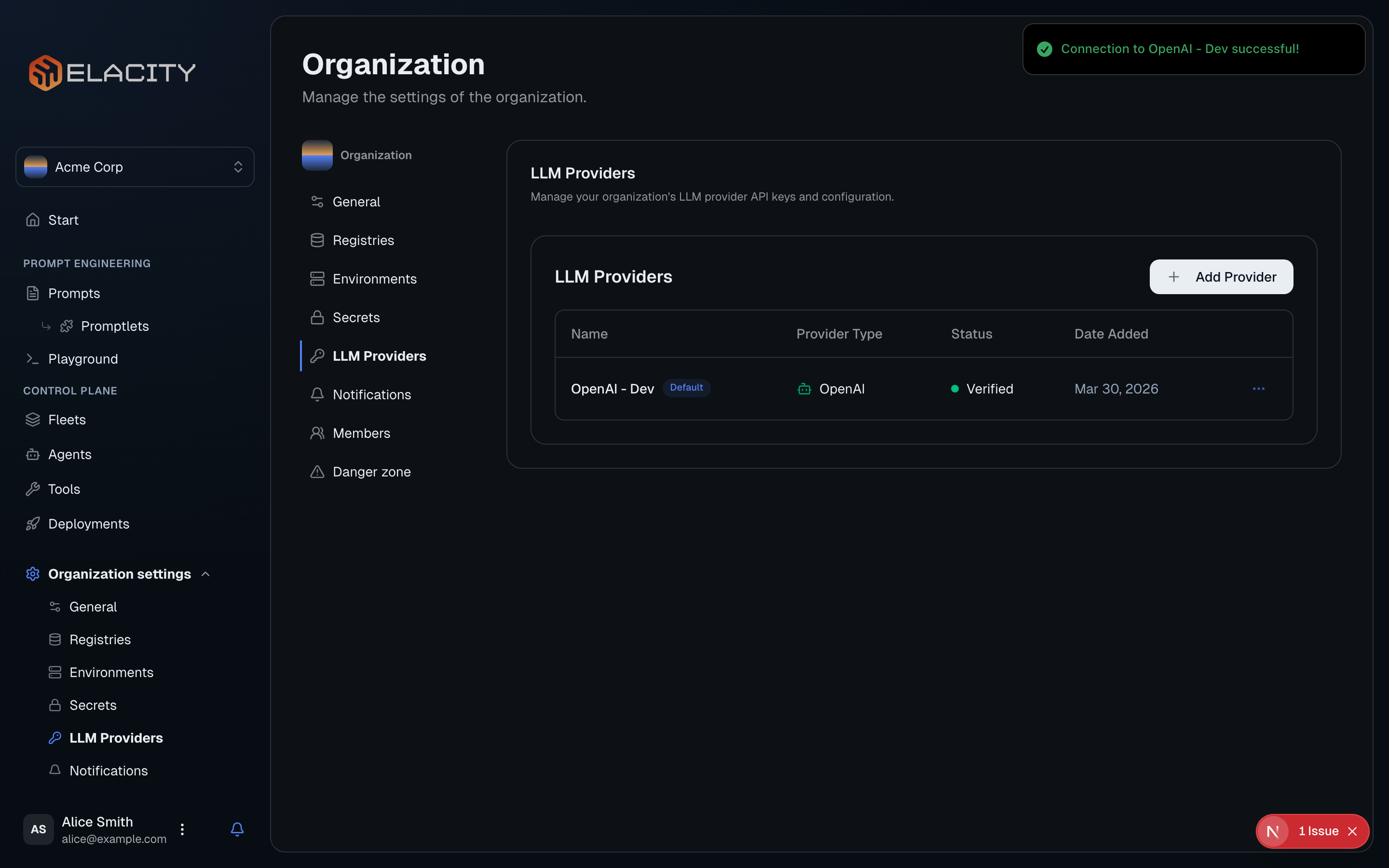 Test provider connectivity