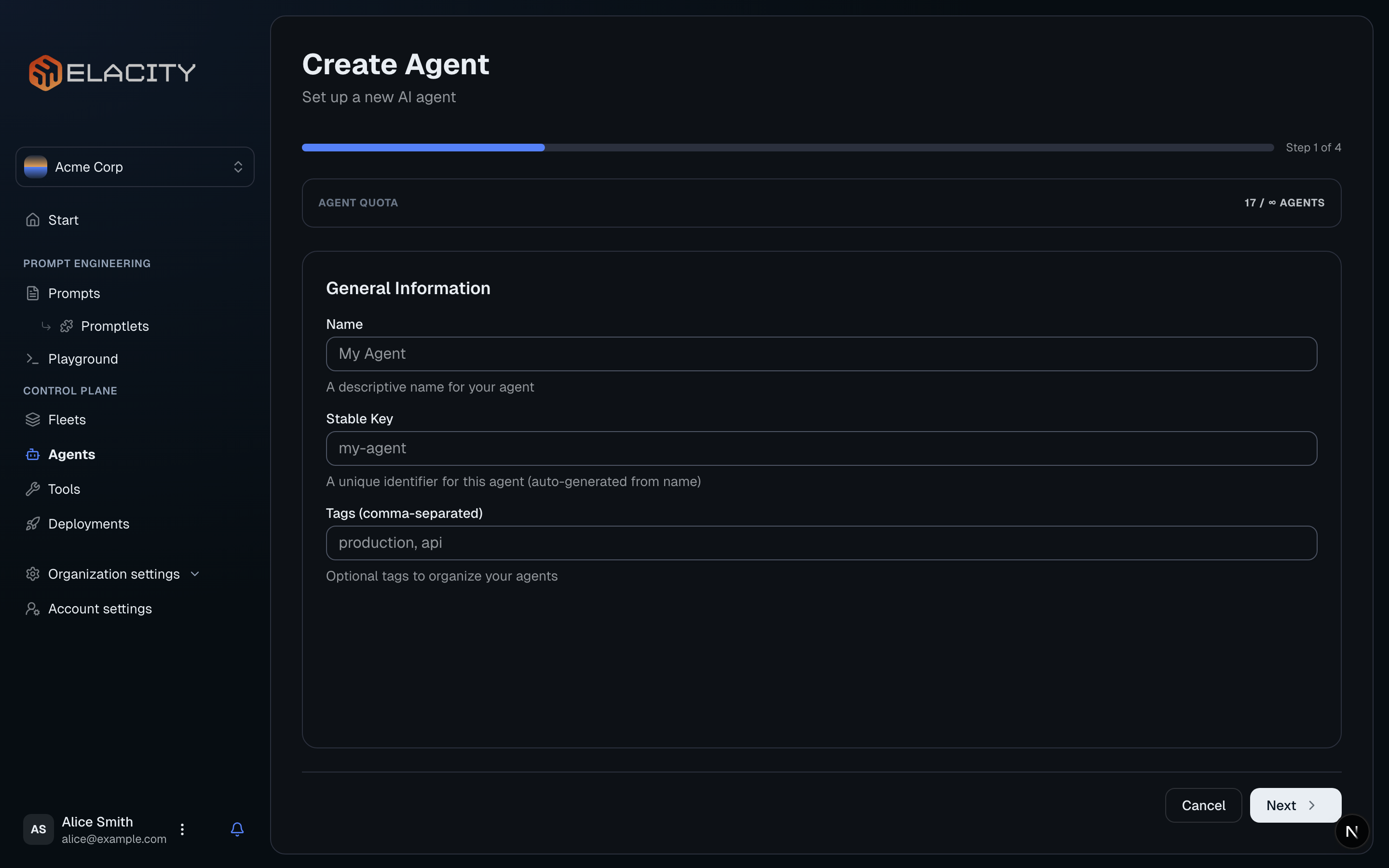 Create and configure the agent