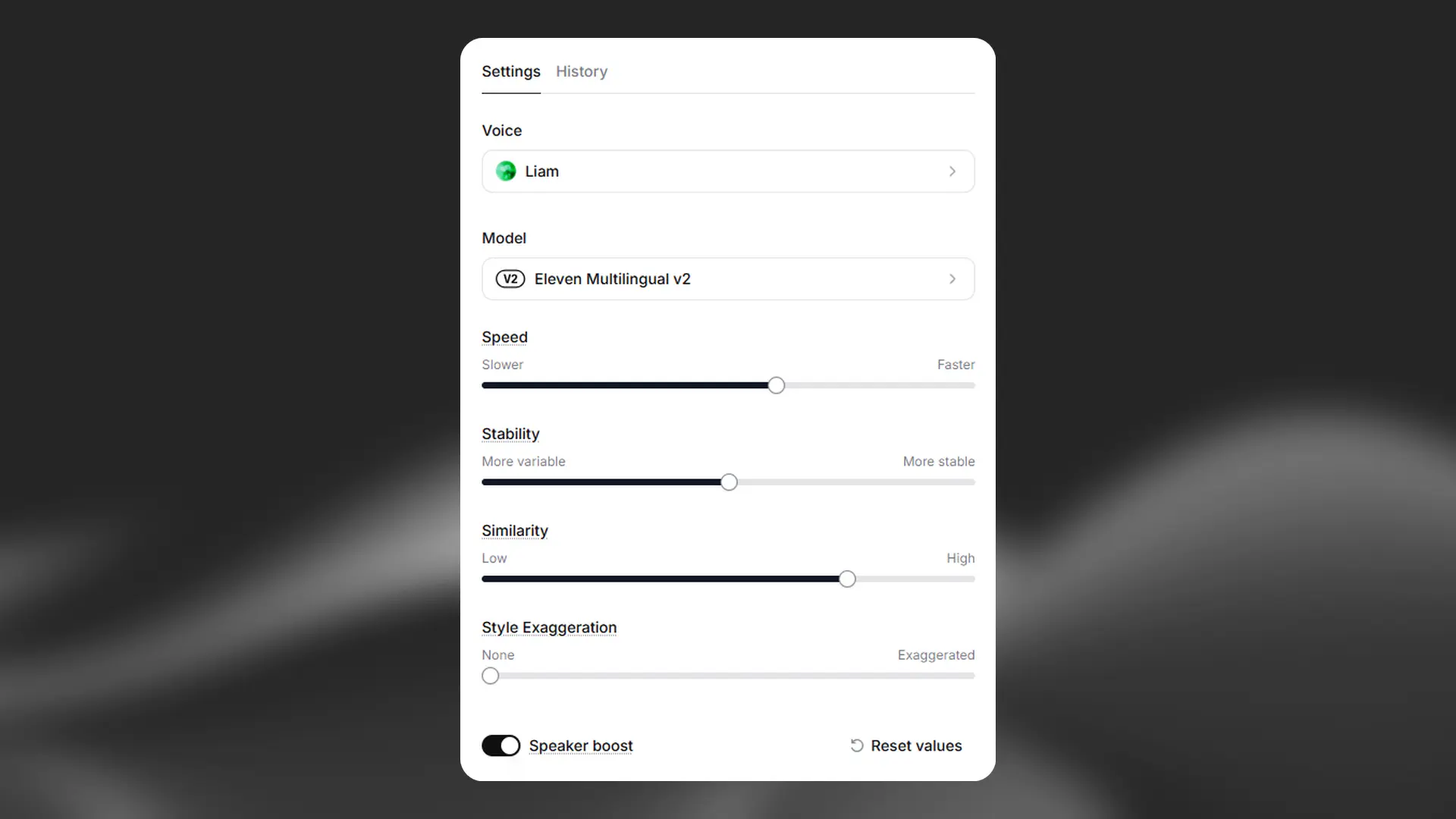 Text to Speech voice
settings