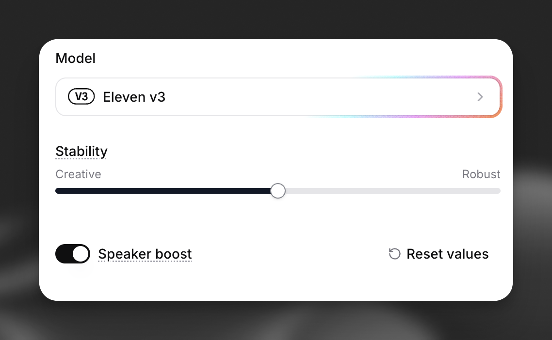 Stability settings in Eleven
v3