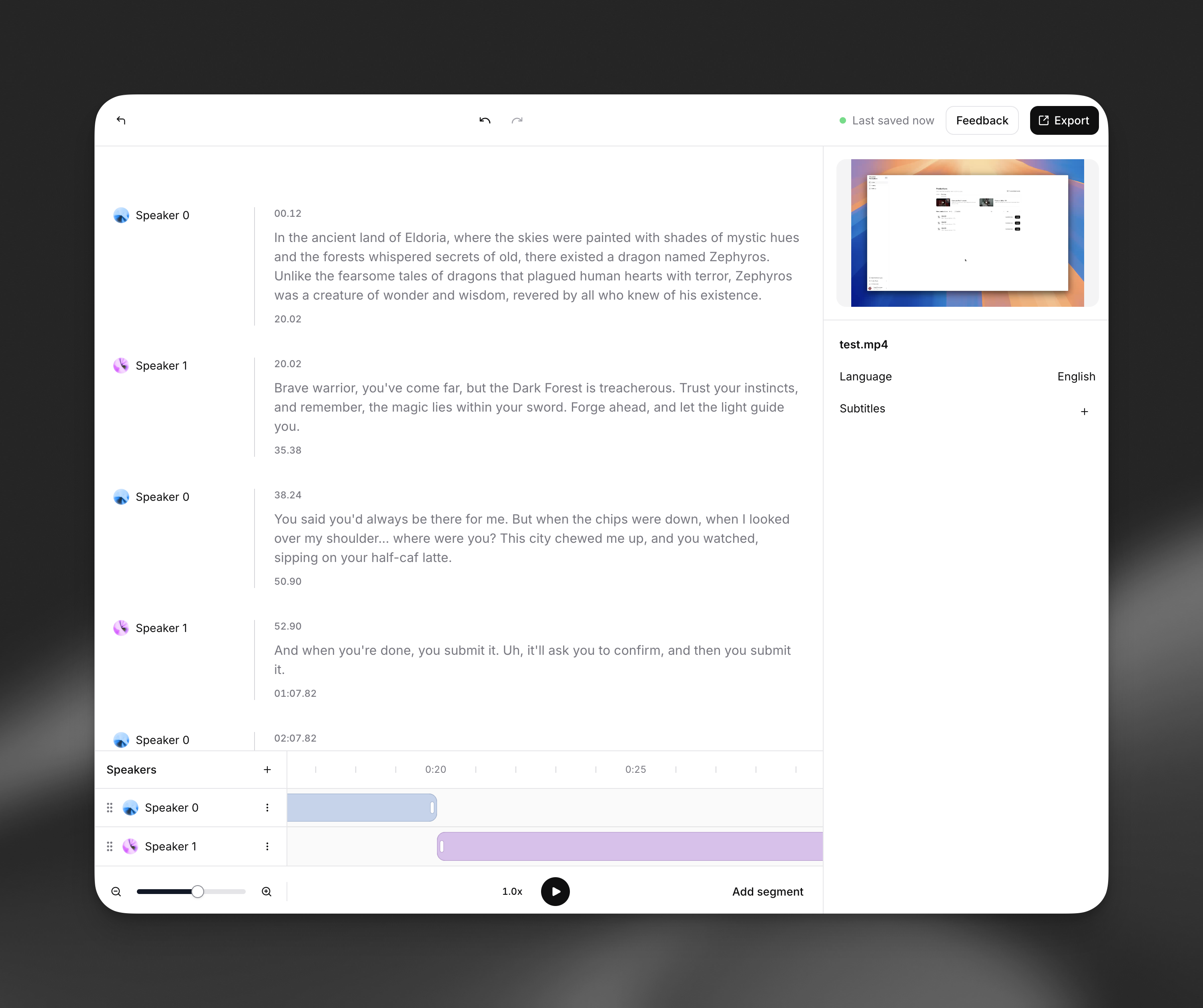 Transcript Editor Product Feature