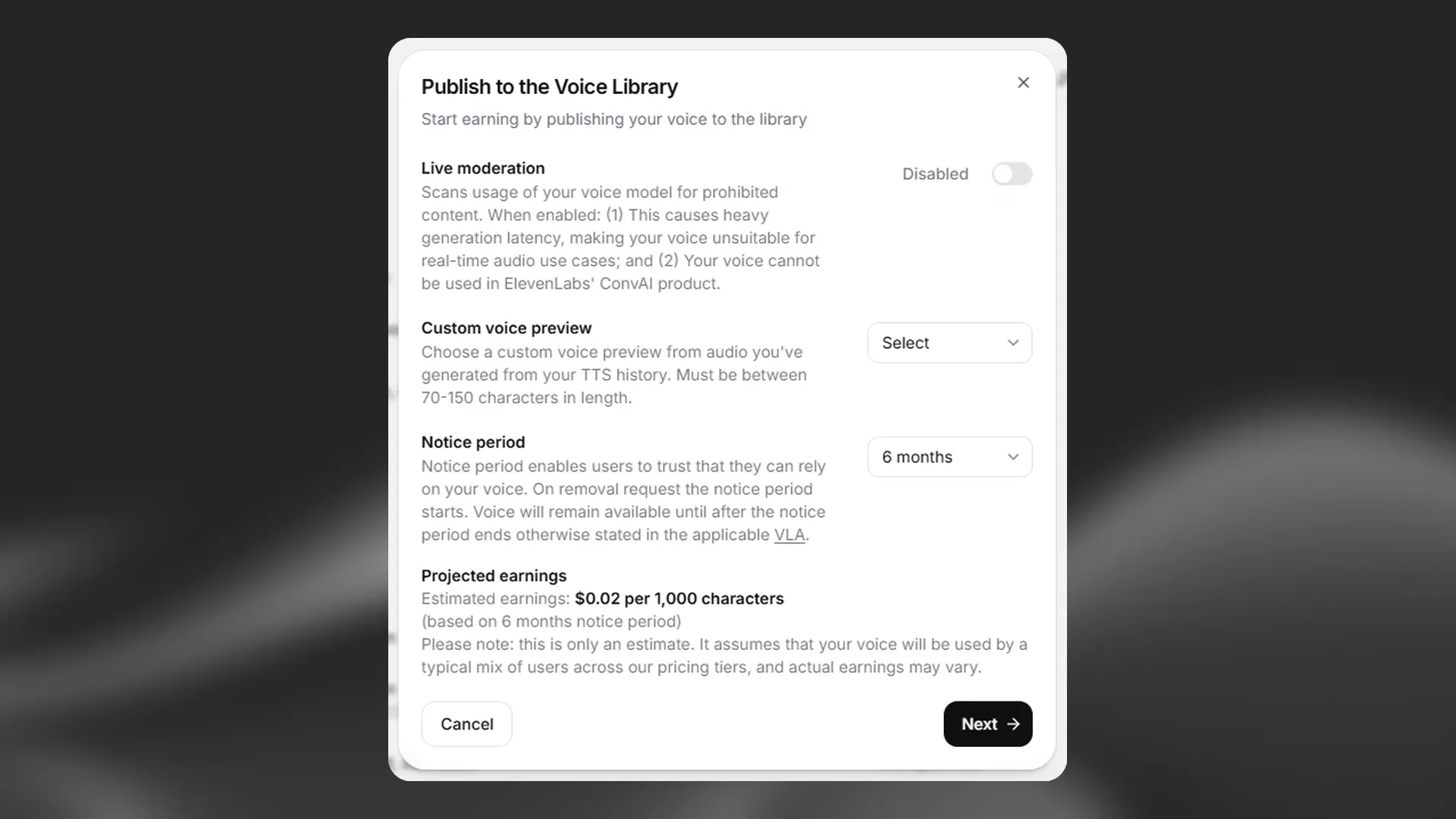 Voice sharing options
