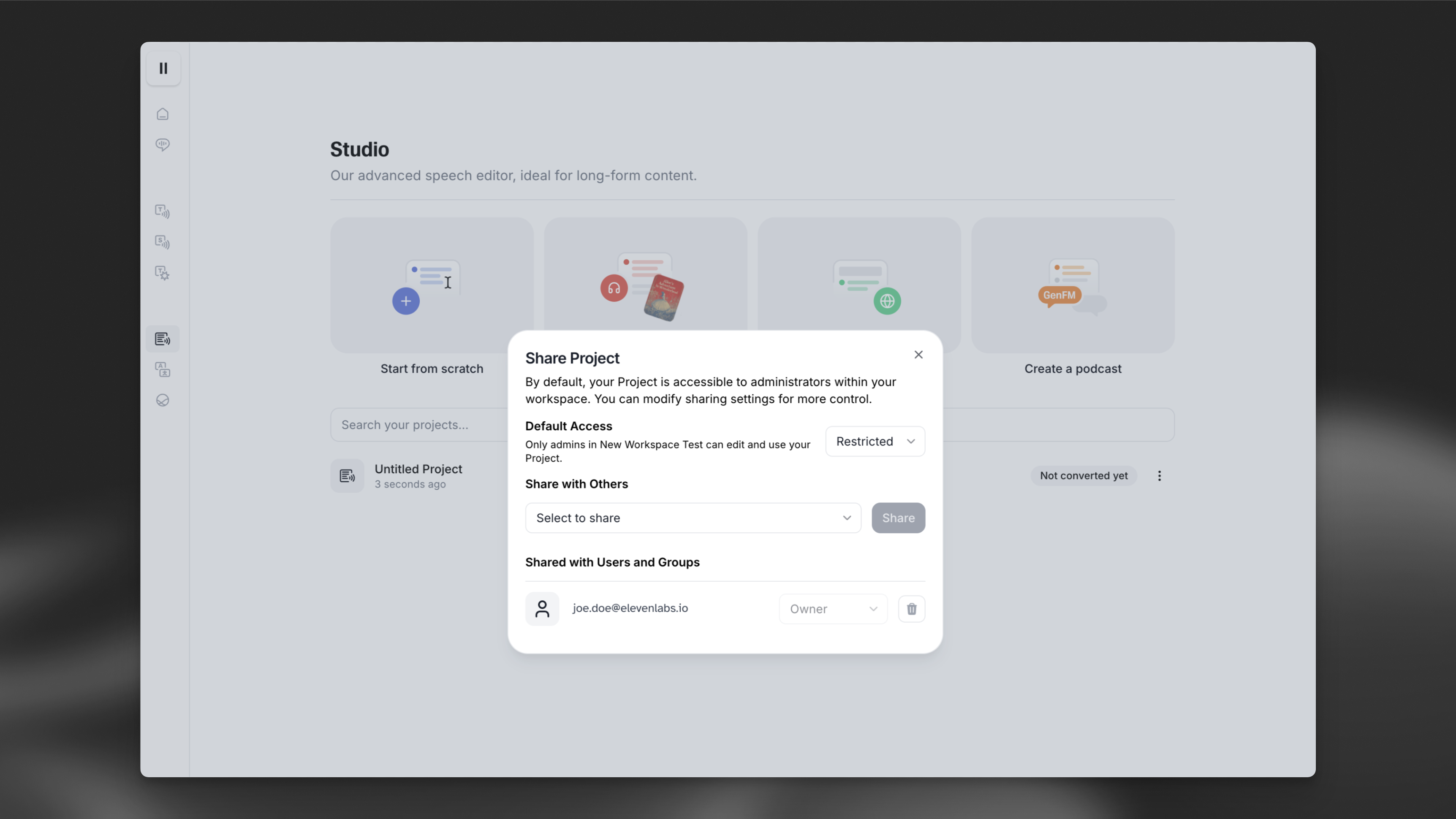 Sharing a project