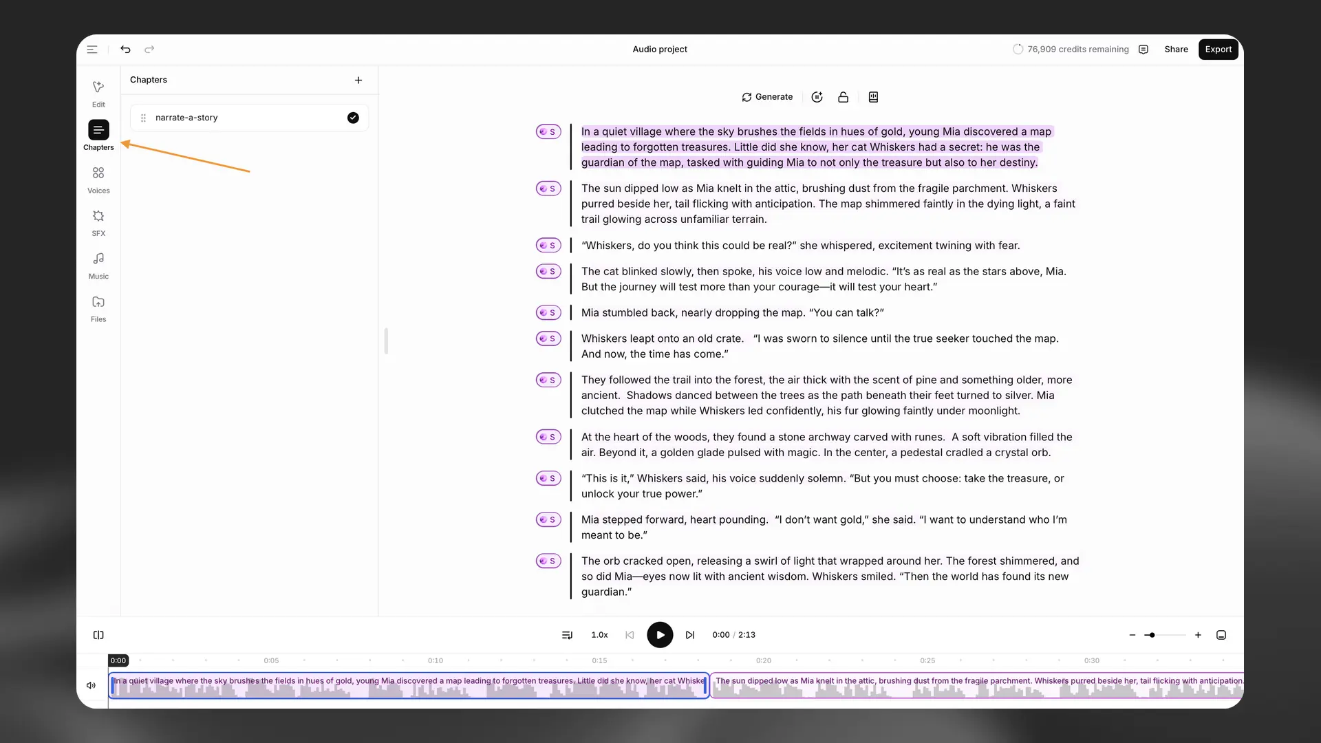 Chapters sidebar