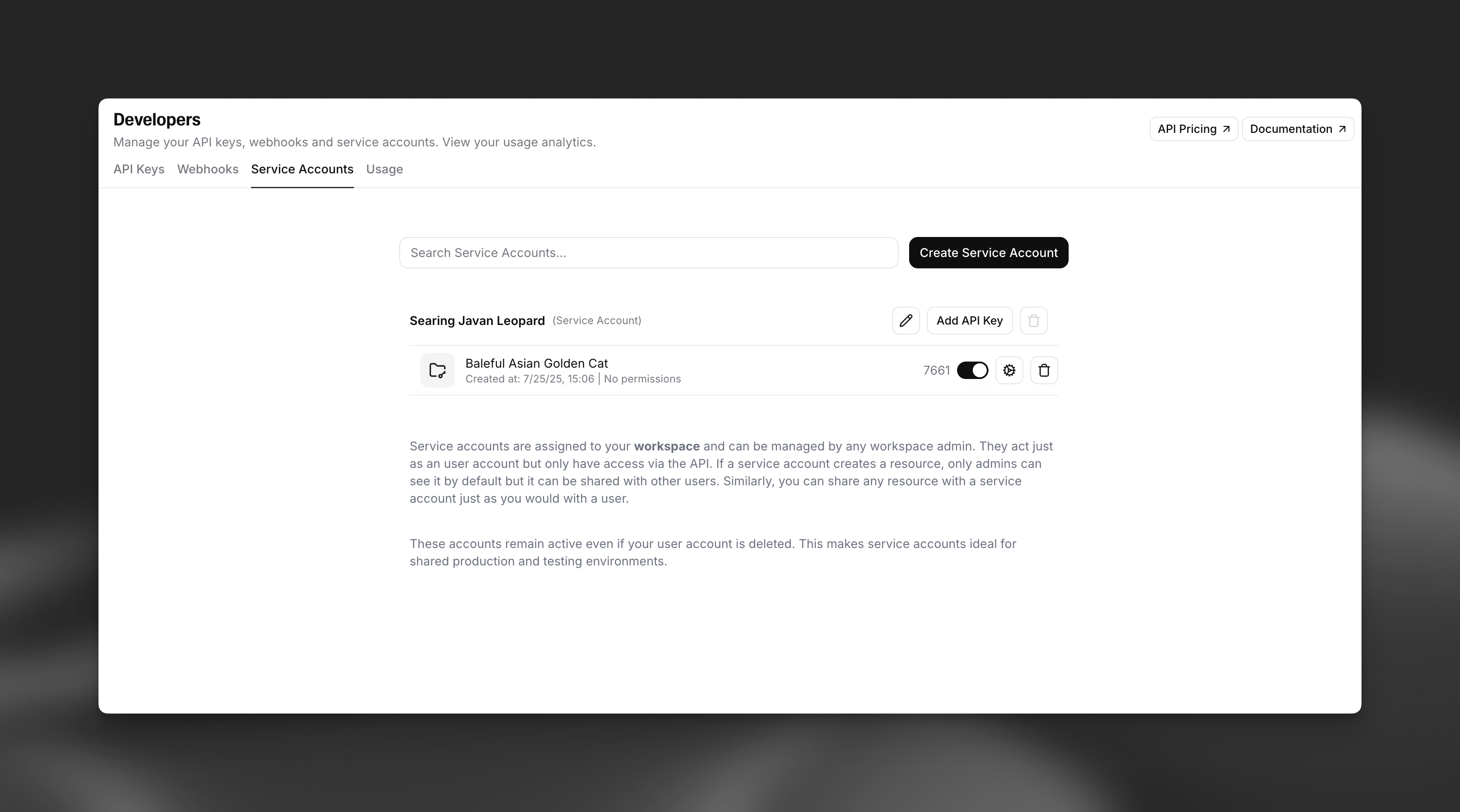 Service Accounts