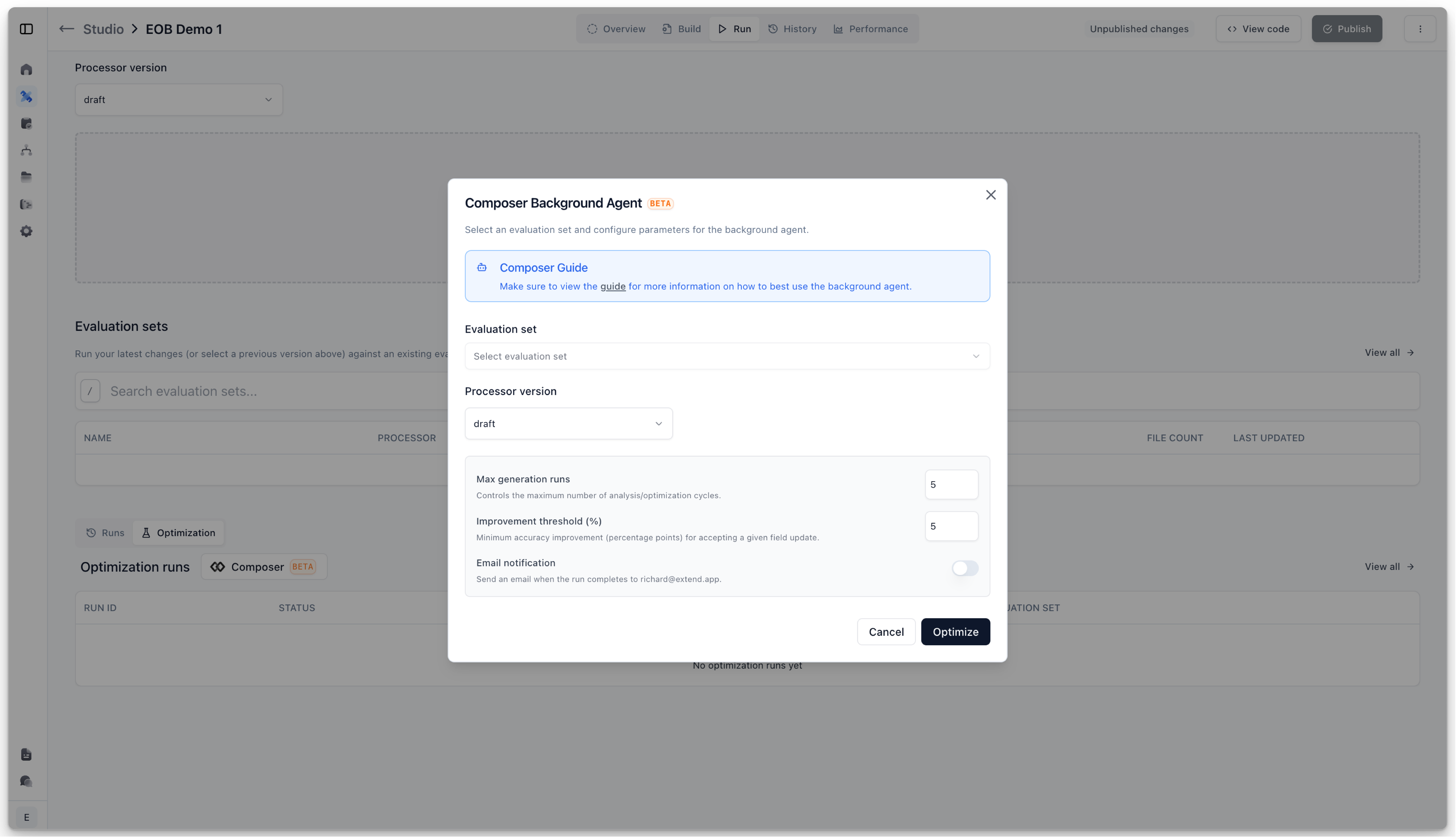 Configuration options for extract