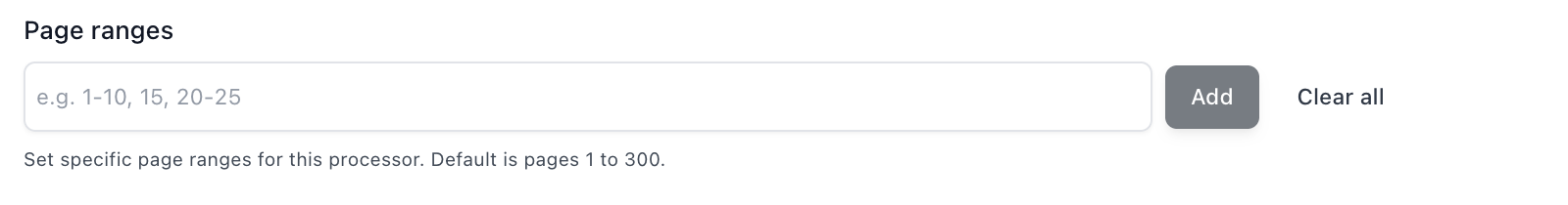 Page ranges settings in Extend Studio