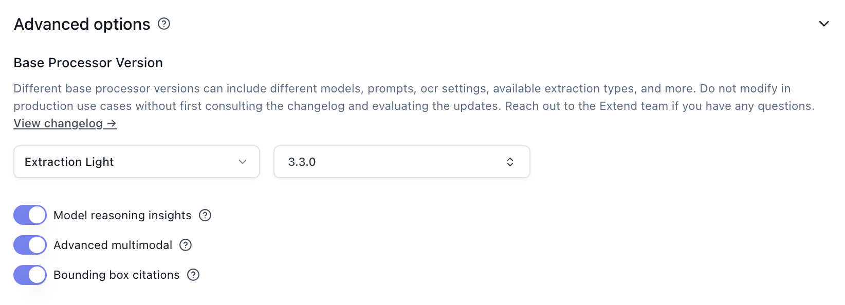 Core performance settings in Extend Studio