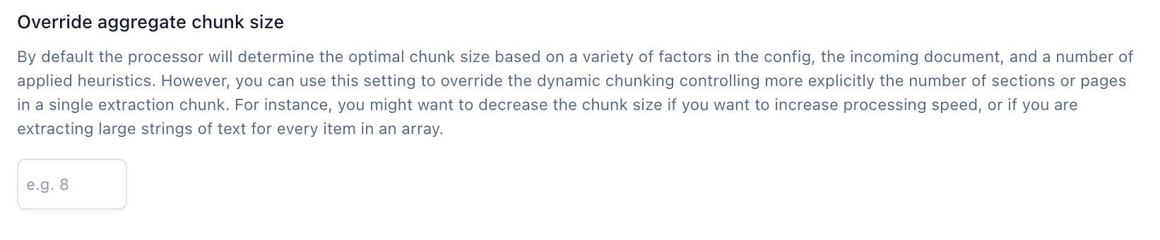 Chunk size settings in Extend Studio