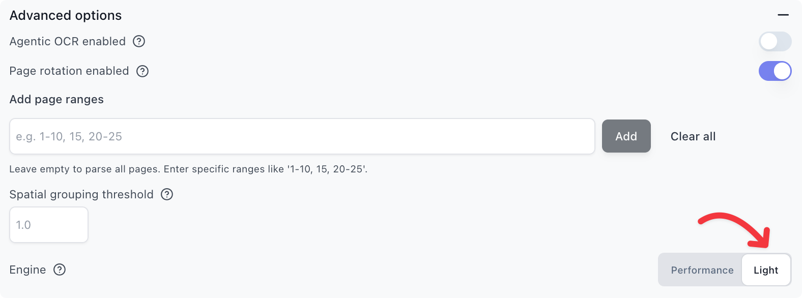 Parse engine options in Extend Studio