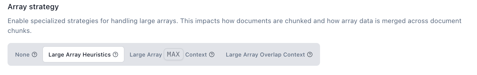 Array strategy options in Extend Studio