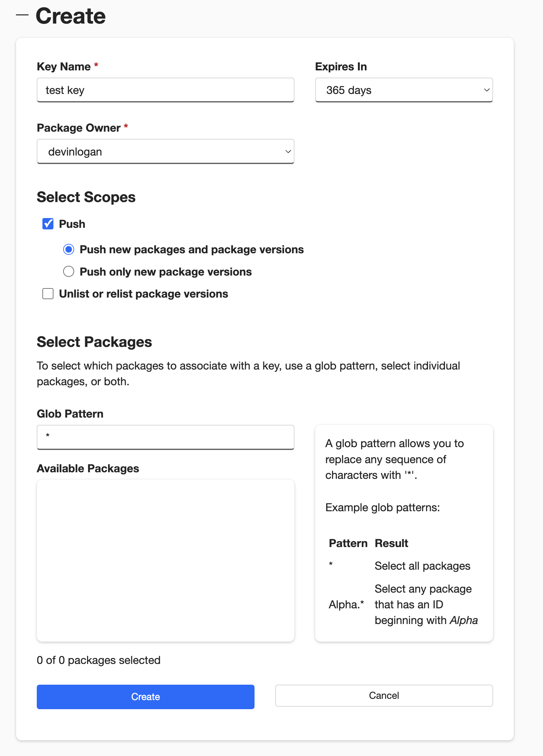 Creating a new API key