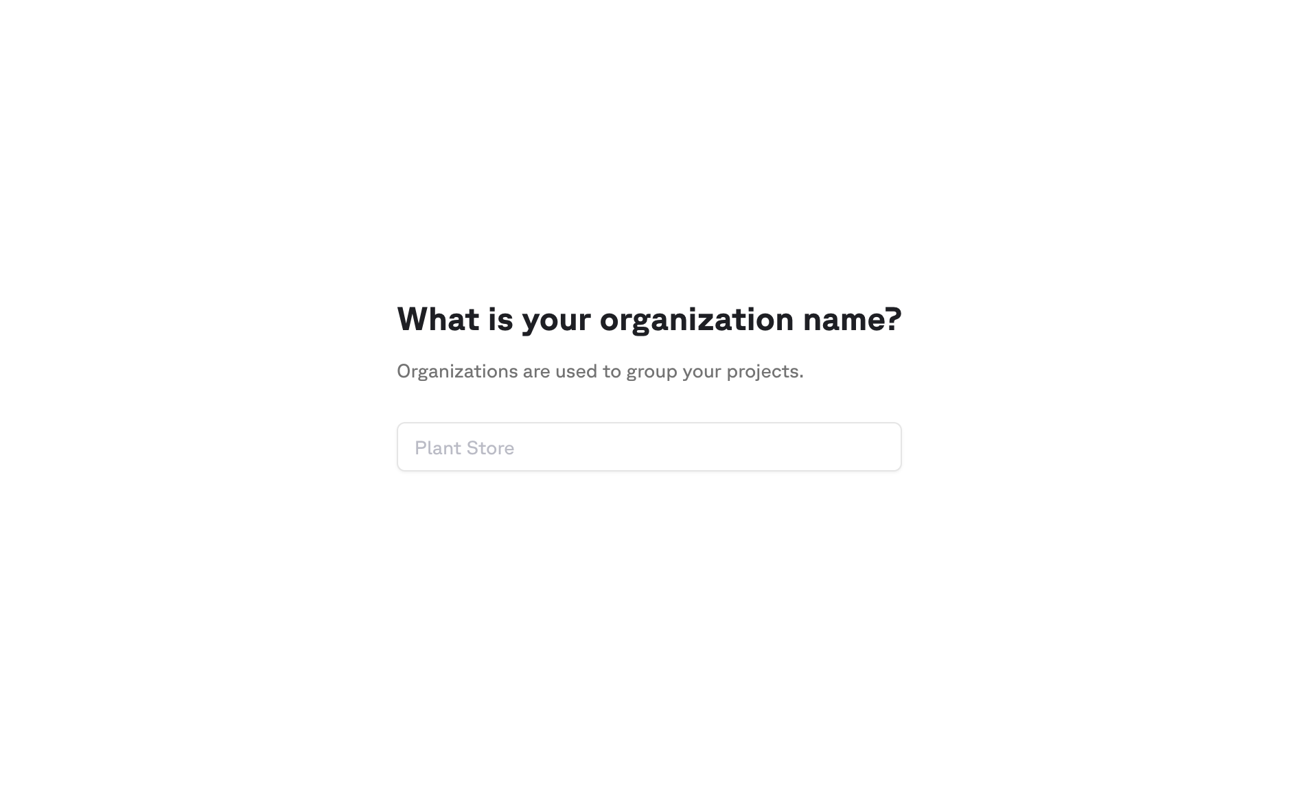 Enter organization name