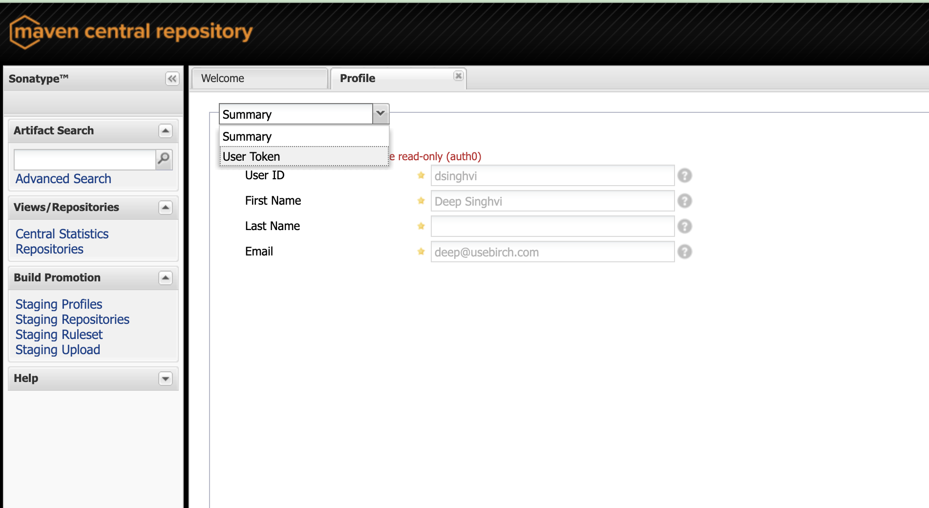 Select user token
