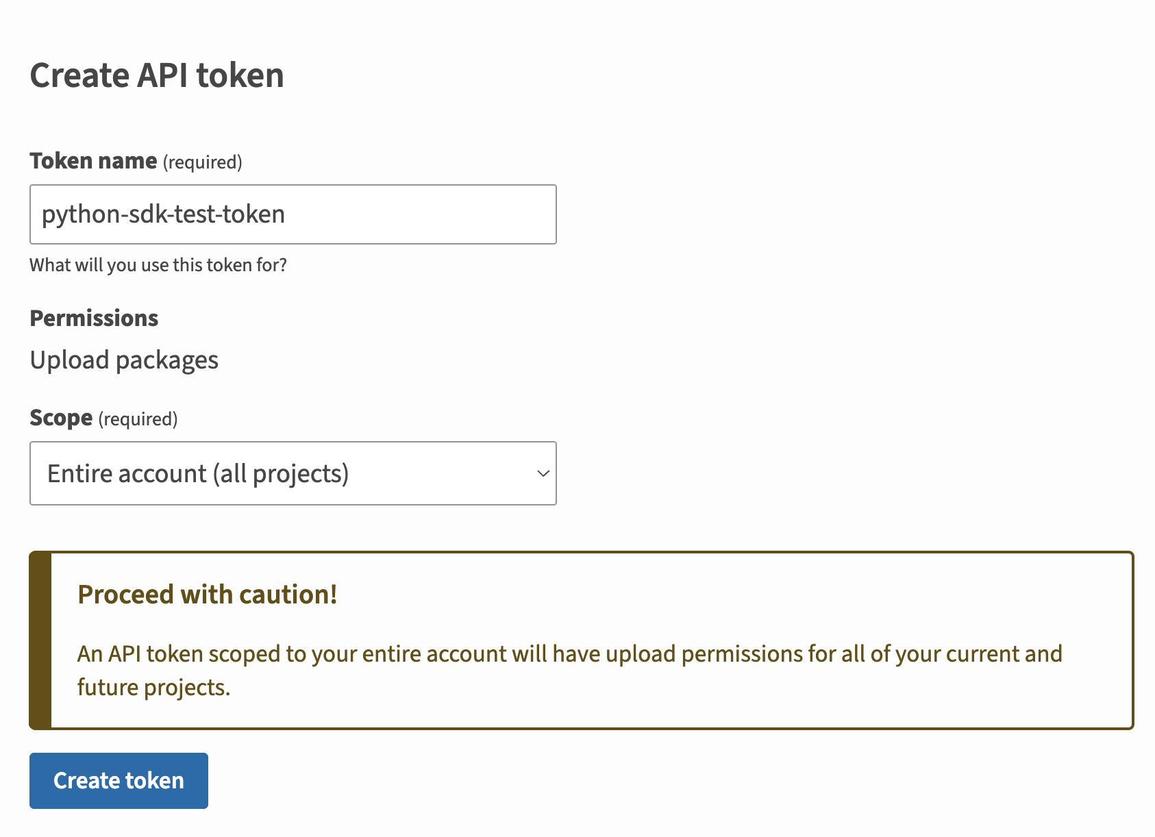 Creating a New API Token