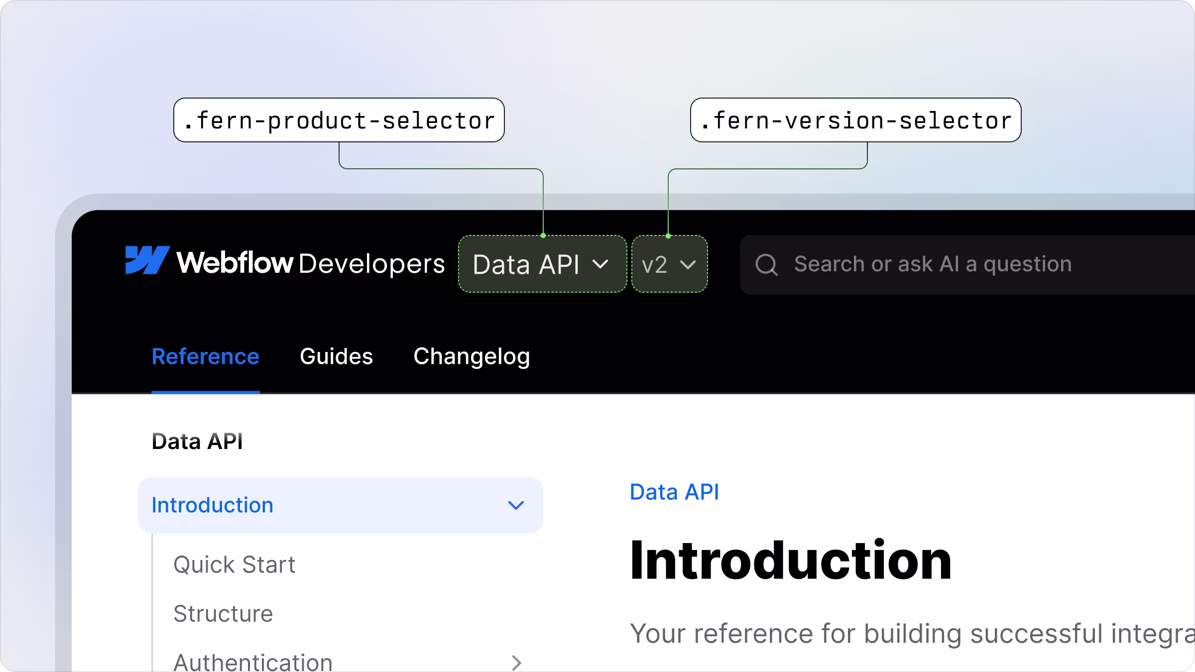 Example of a styled product selector