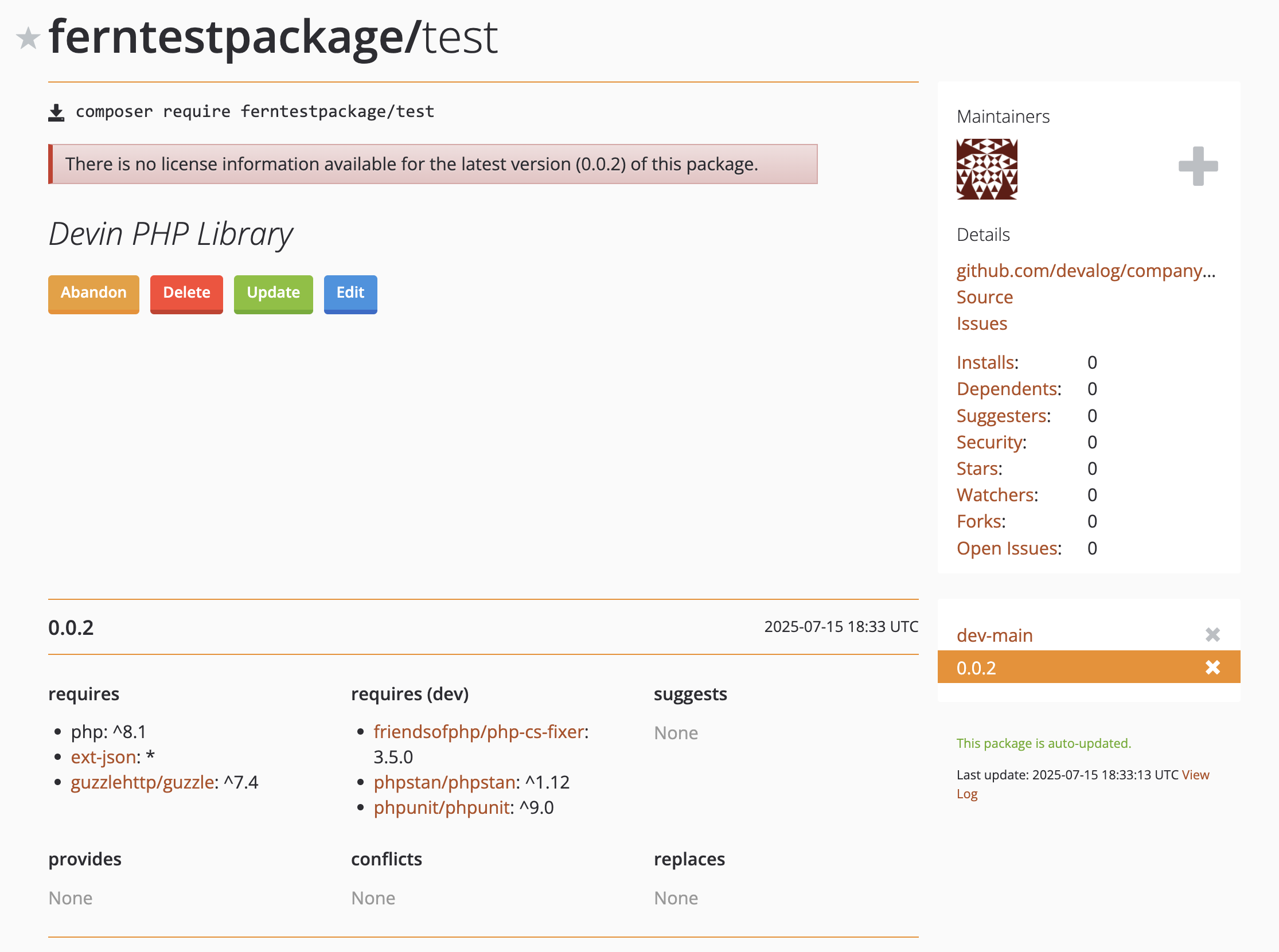 Versioned package published on Packagist