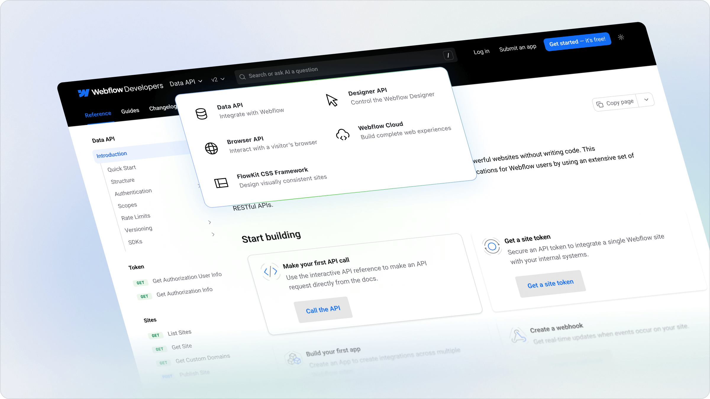 A dropdown of the available products