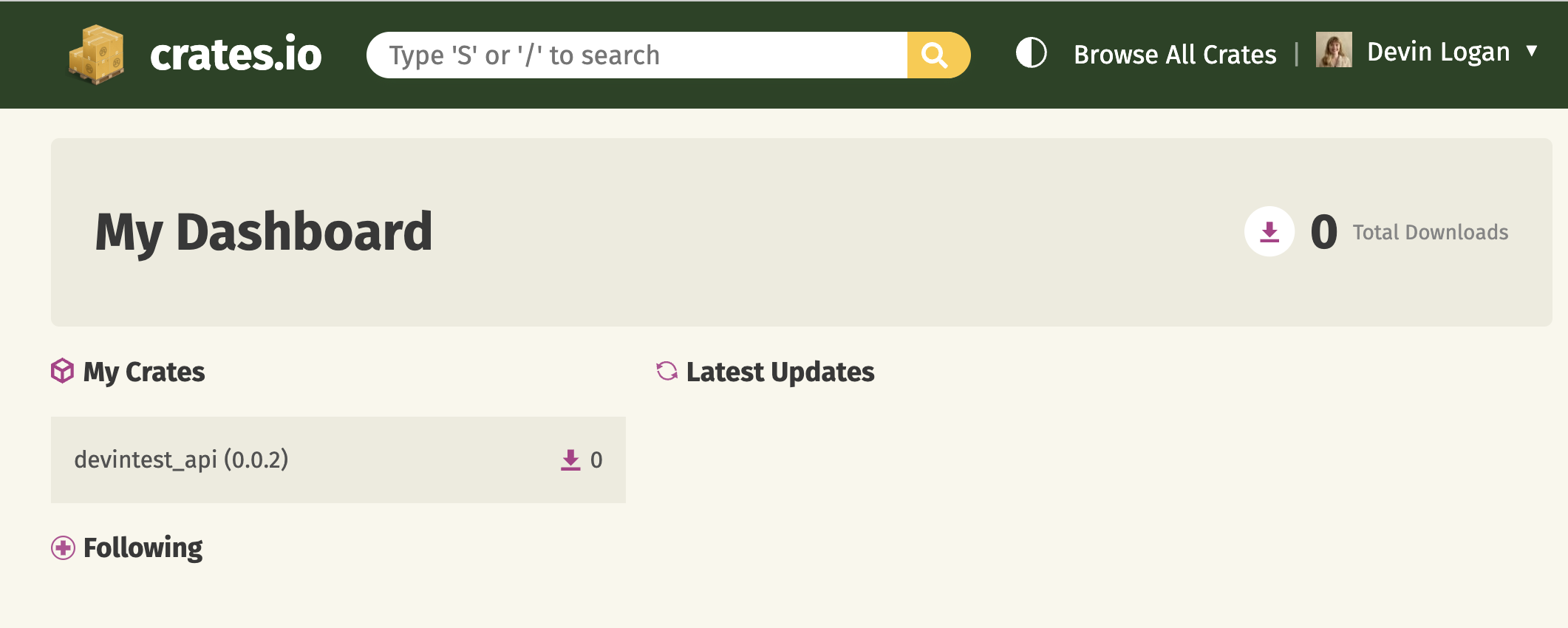 Versioned package published on crates.io