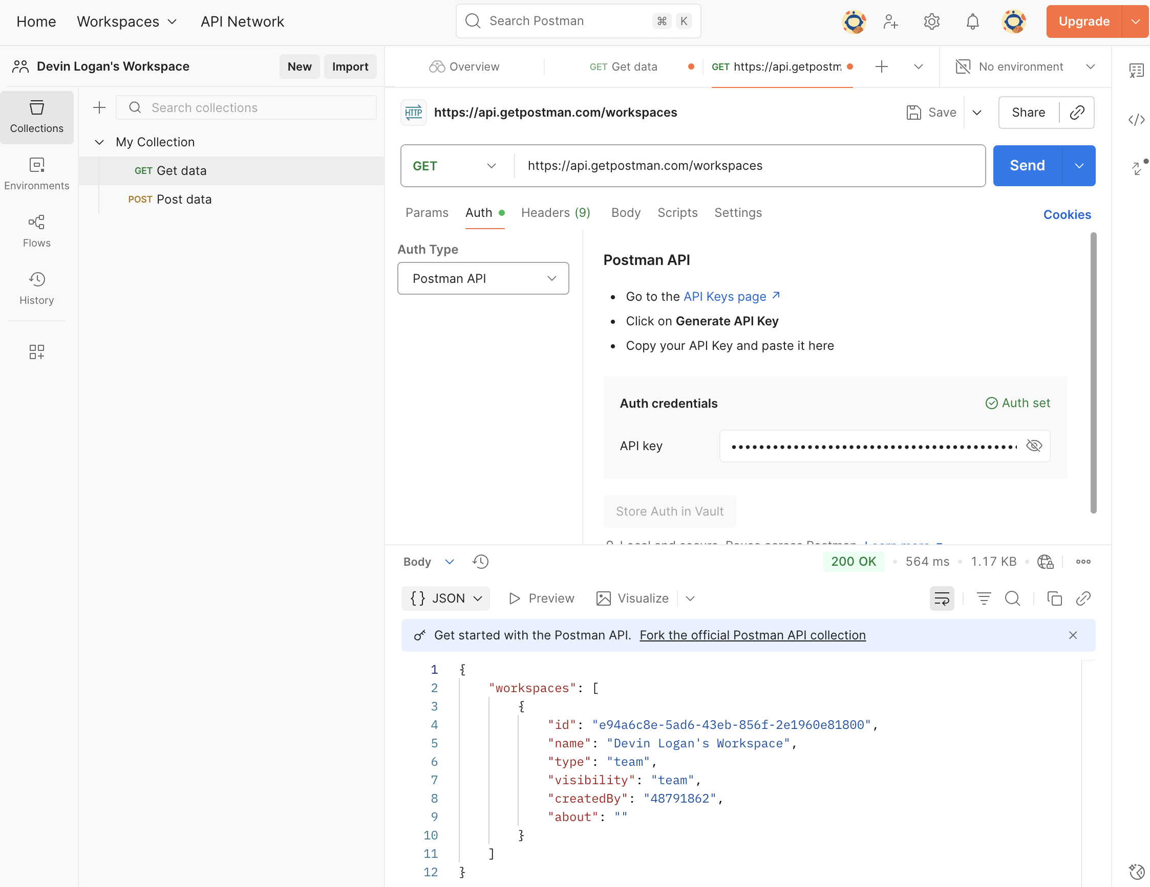 Collection published on Postman
