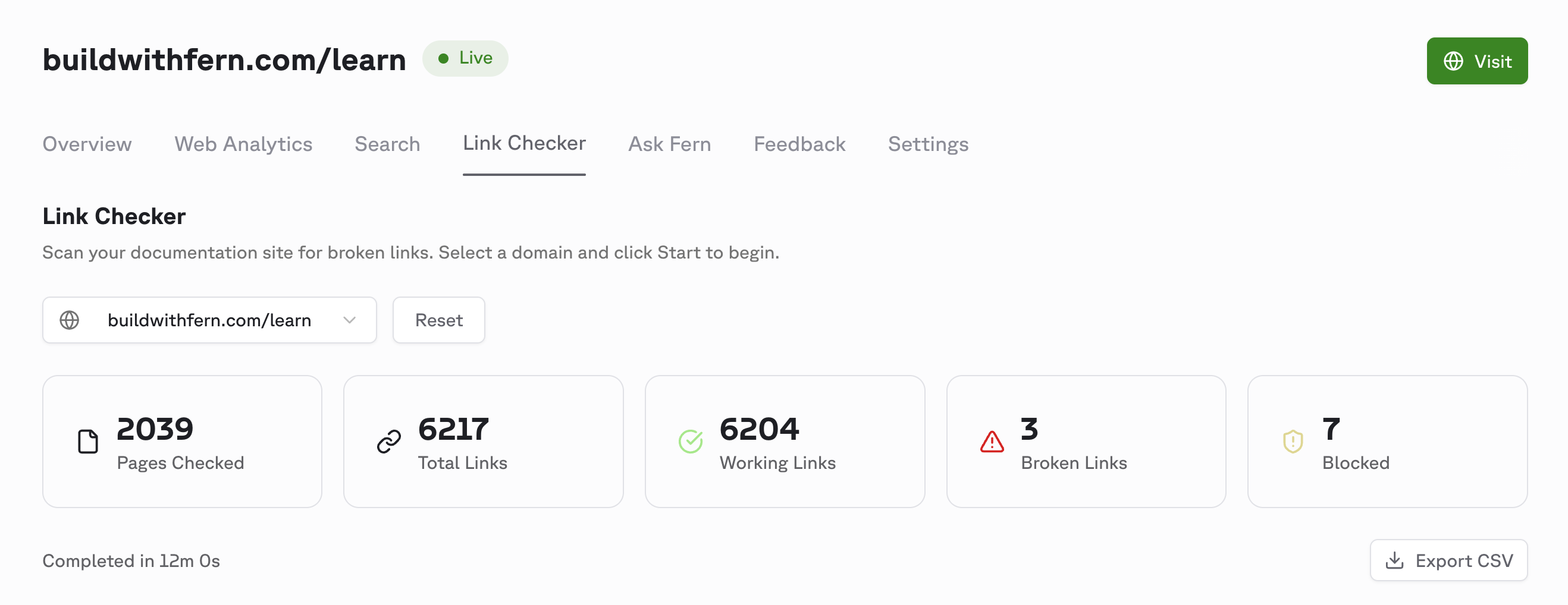 Dashboard Link Checker tool