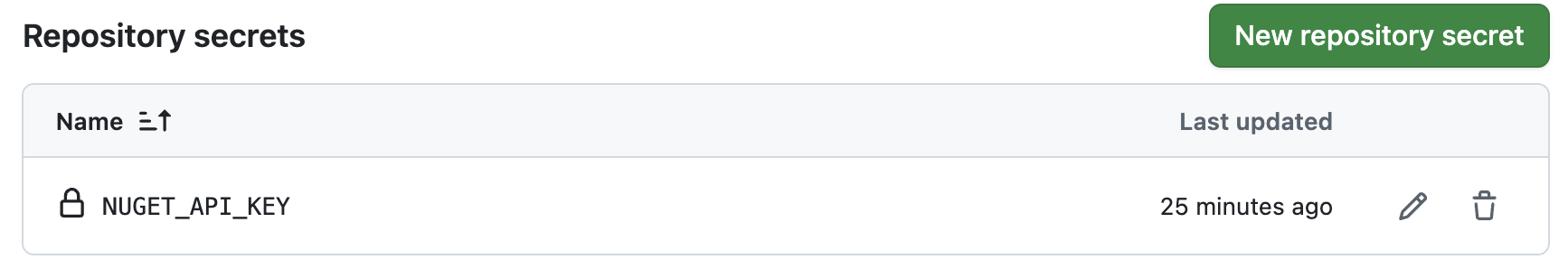 NUGET_API_KEY secret