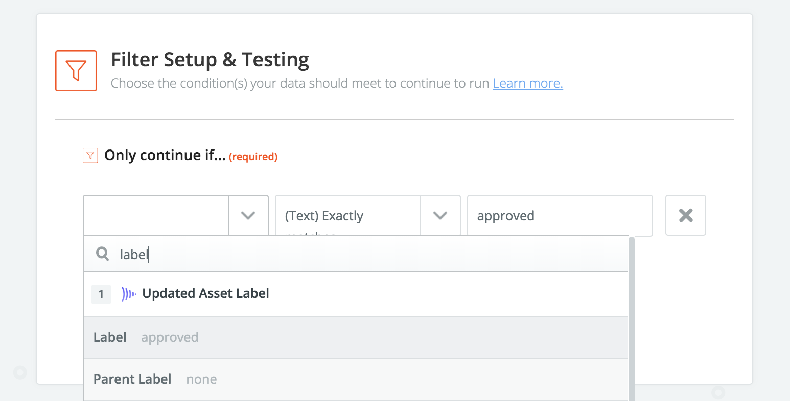 Quick-search for asset approved