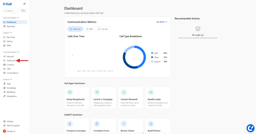Campaigns in the left sidebar