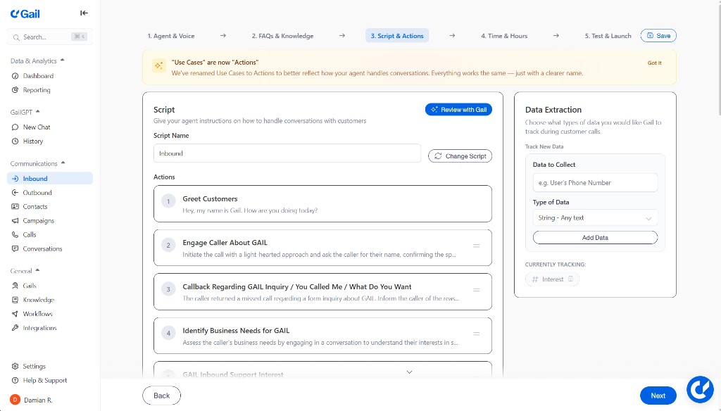 Script & Actions setup
