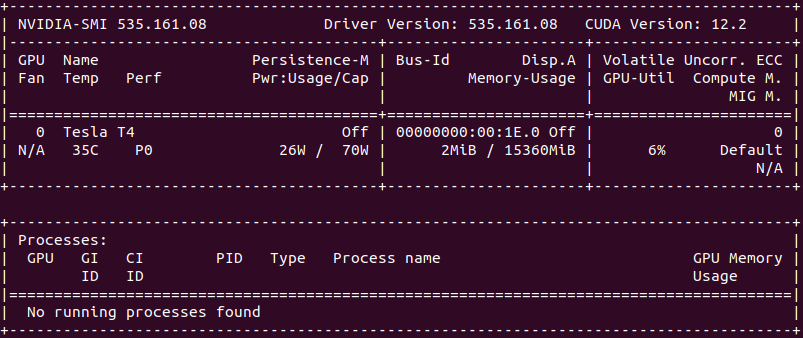 output of nvidia-smi with a system with a correctly working driver