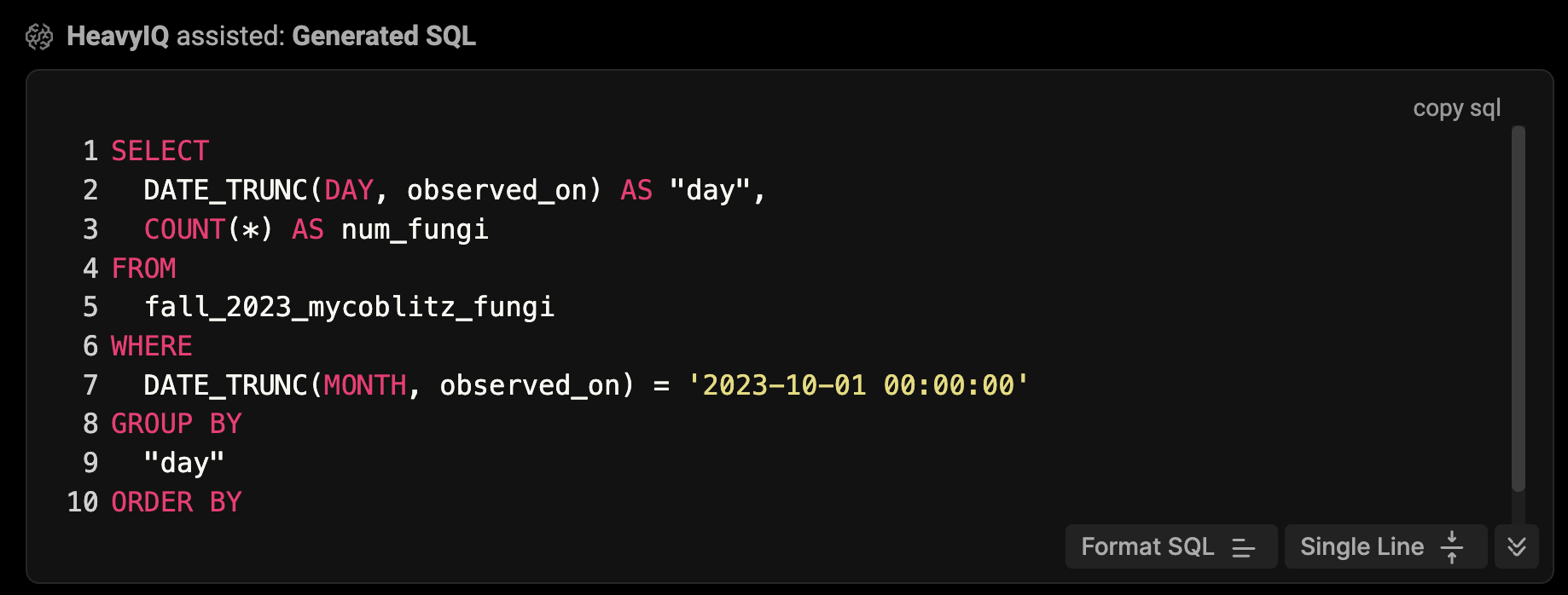 Click into the SQL editor to begin editing