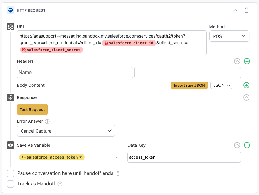 HTTP Request Block Setup