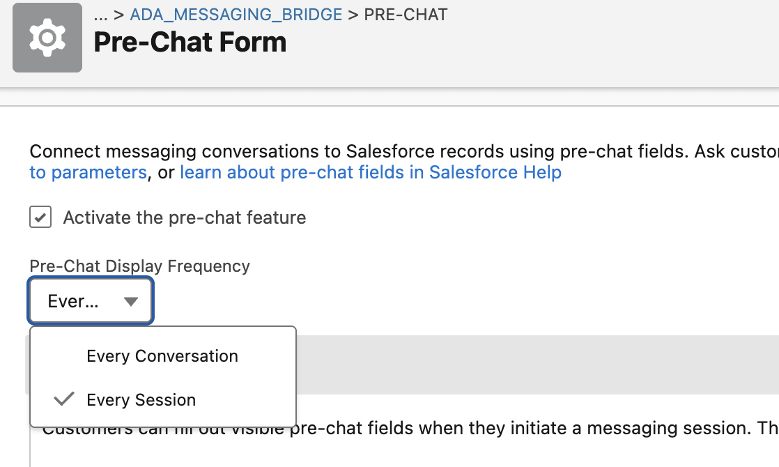 Pre-chat fields configuration