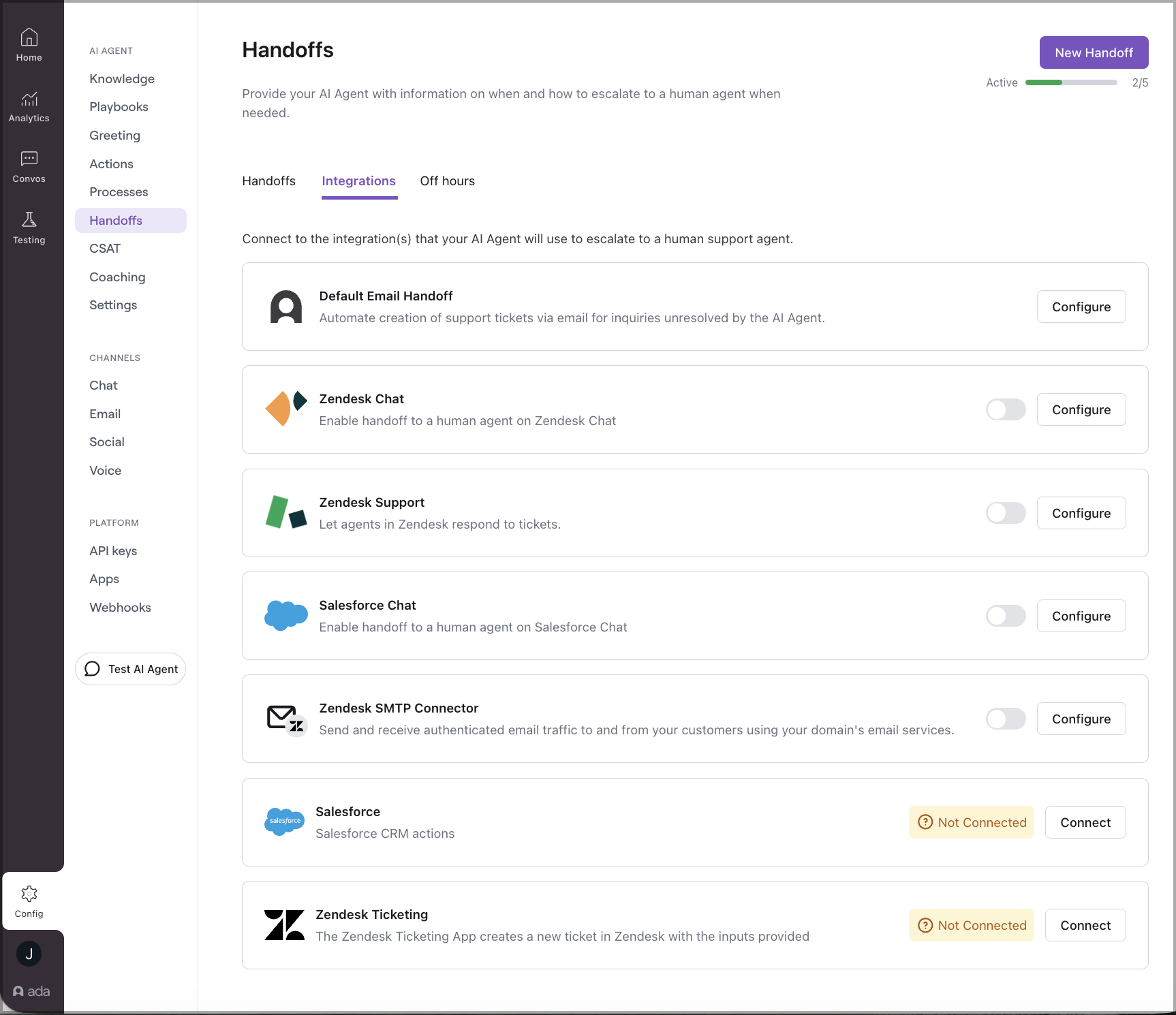 Handoff integrations