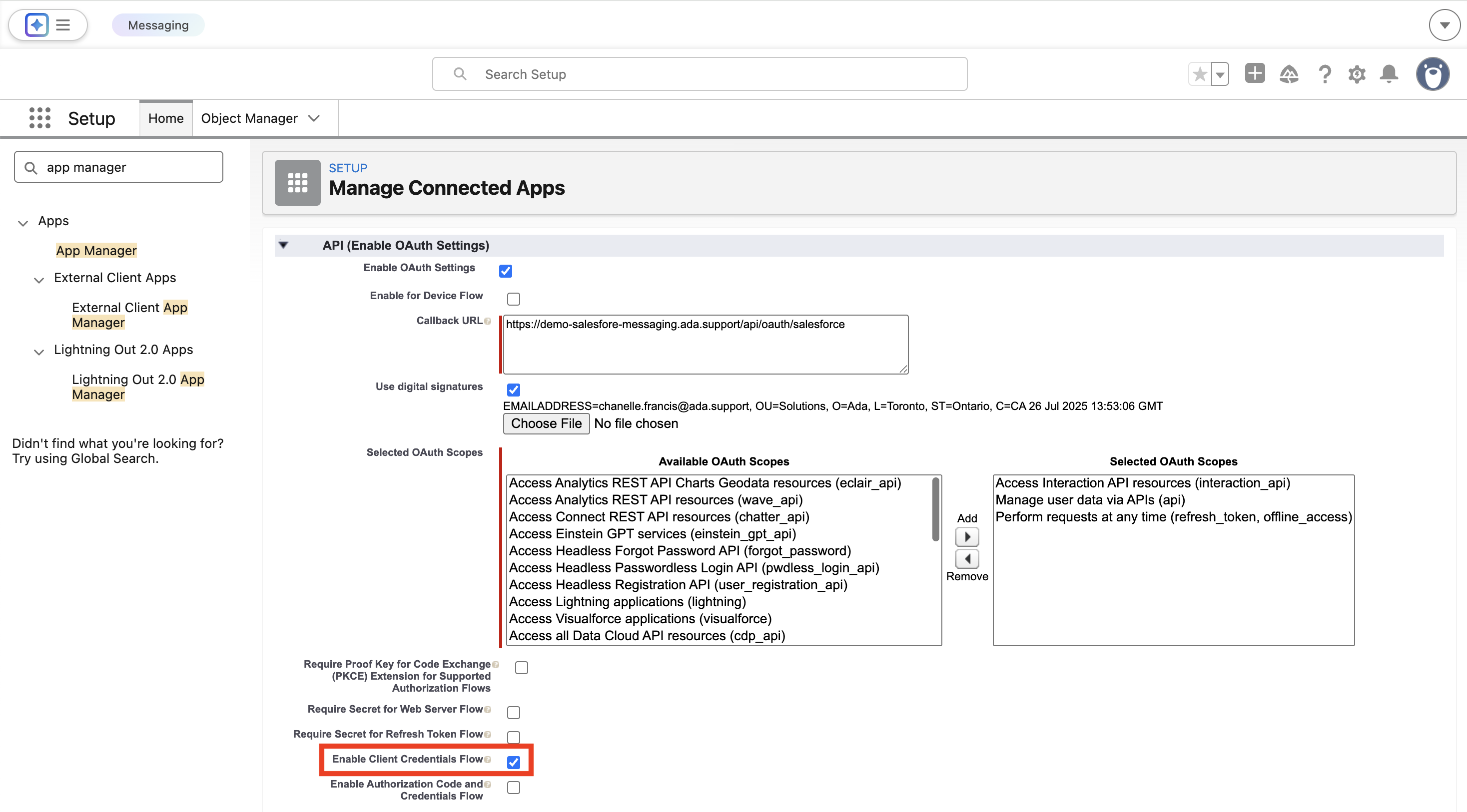 Enable Client Credentials Flow