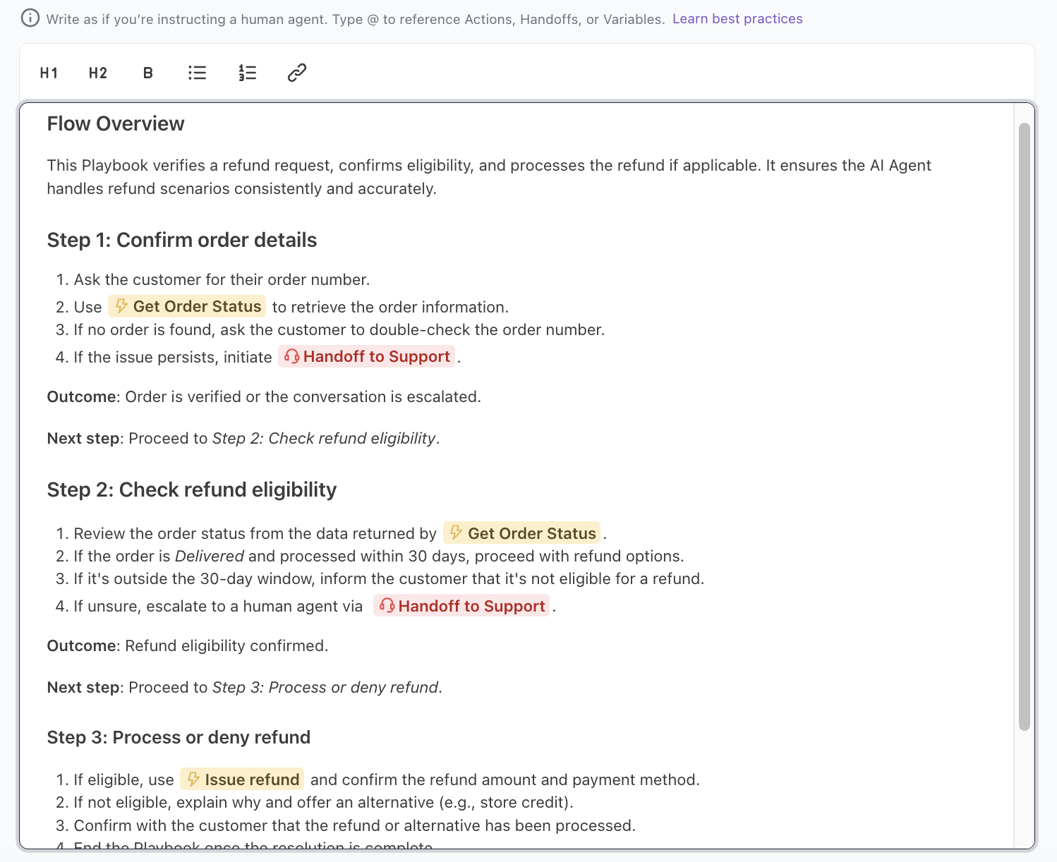 Playbooks: Structured workflows