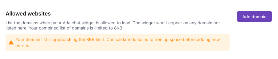 Allow list limit approaching