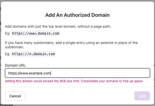 Allow list limit exceeded