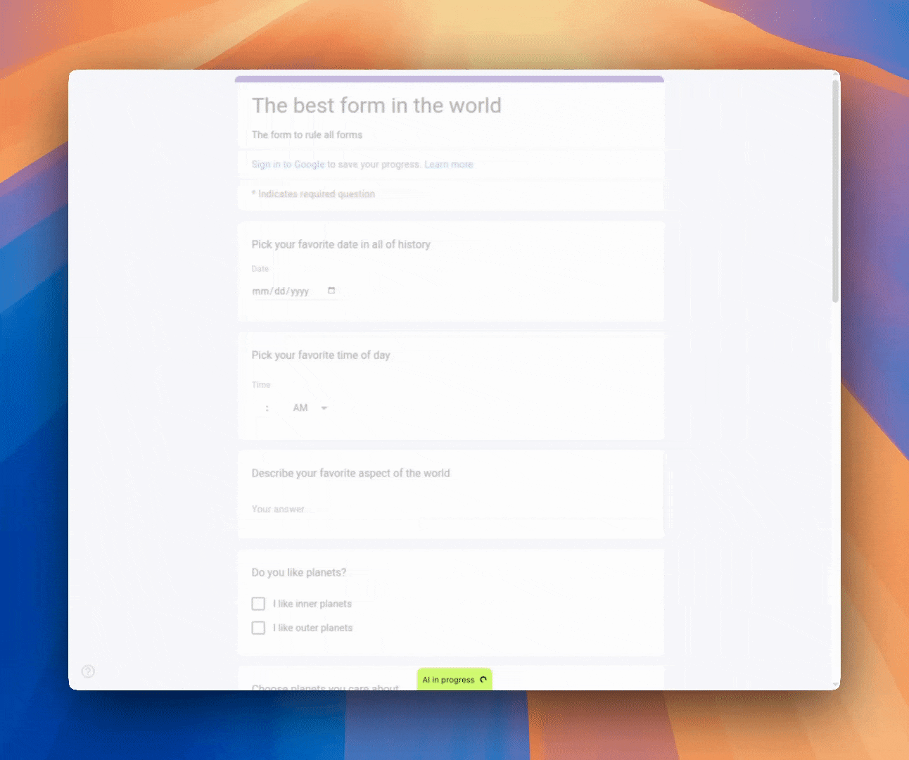 Form Filling Example