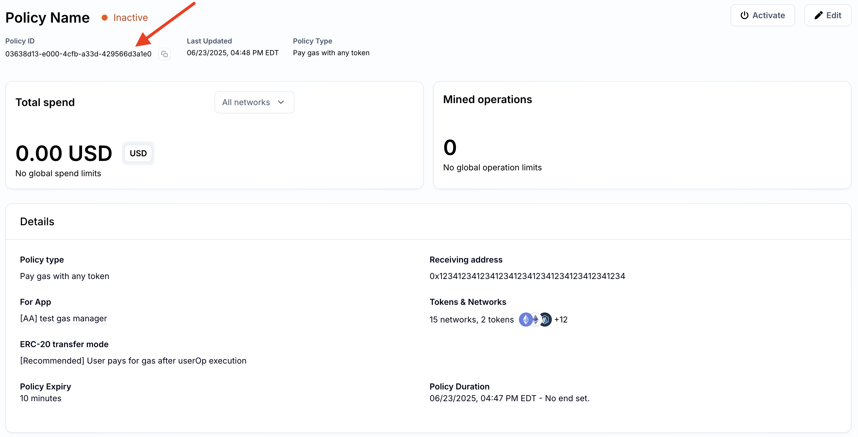 viewing your ERC-20 sponsorship policy