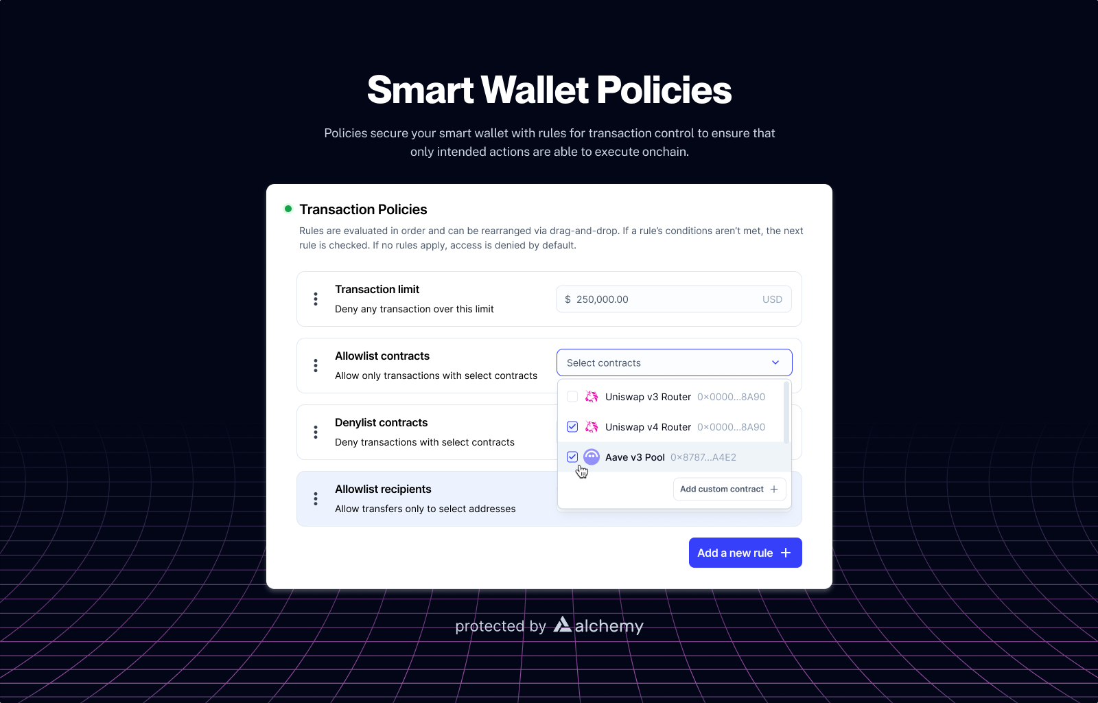 smart wallet transaction policies