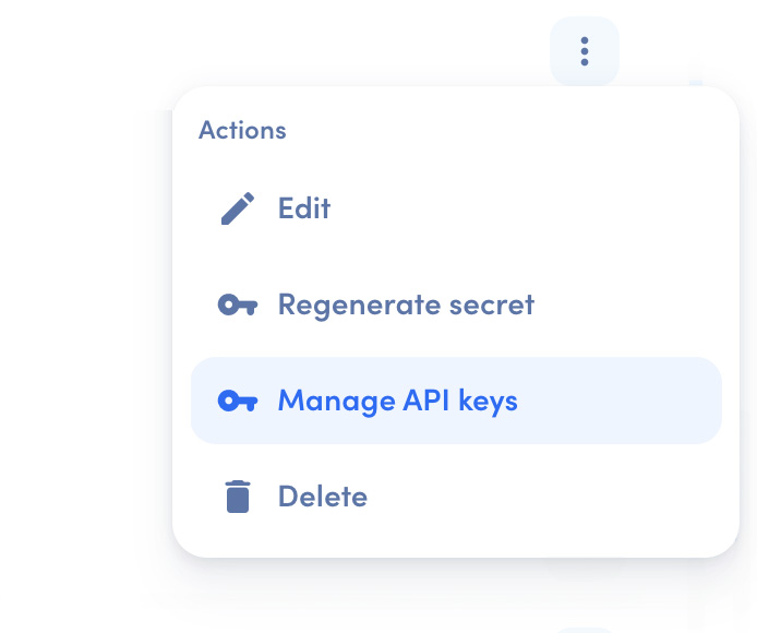 Step 2: Click on Manage API keys